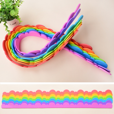 Kindergarten Primary School Classroom Blackboard Newspaper Wall Sticker Decoration Layout Railing Frame Photo Frame Wavy Stripes Foam Lace Strip