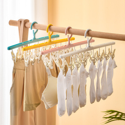 Household Laundry Hanger Sock Artifact Children's Baby Bibs Hanger Multi-Clip Non-Slip Drying Clothes Rack