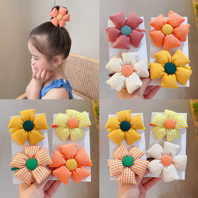 Colorful Flower Style Hair Band Winter Little Girl Does Not Hurt Hair Elastic Hairtie Rubber Band Headdress Hair Ring