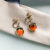 925 Silver Stud Earrings Female Glass Persimmon Earrings Spring and Summer Japanese Girl Orange Colored Glaze Ear Clip