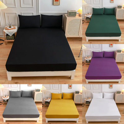 Solid Color Single Double Fitted Sheet Mattresses Protective Cover Bedding Foreign Trade Wholesale