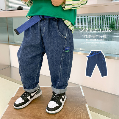 Children's Clothing Crawler 2022 Boys' Autumn New Fashionable Cool Handsome Jeans Children Casual Pants Trousers Children's Pants Crawler