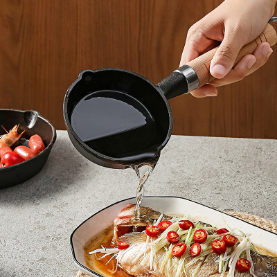 Pour Oil Hot Oil Small Pot Mini Small Iron Pot Convenient Omelet Tool Cast Iron Pot Cooking Oil Drip Oil Small Frying Pan Small Oil Pot Non-Stick