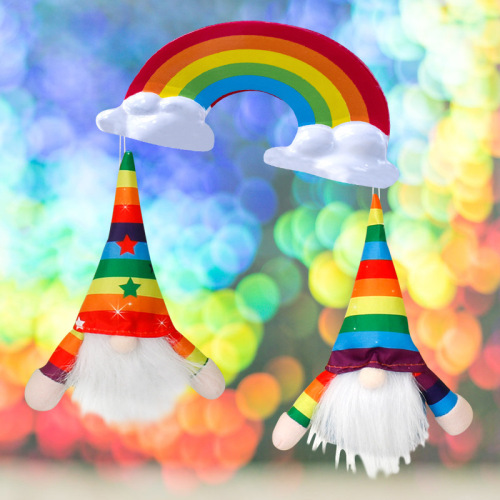 Cross-Border New Rainbow Festival Decoration Rudolf Pendant Cartoon Doll Faceless Doll Hanging Decorations Wholesale