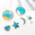 1 Lake Blue Series Alloy Drop Oil Pendant Planet Conch Unicorn Bow DIY Bracelet Necklace Accessories