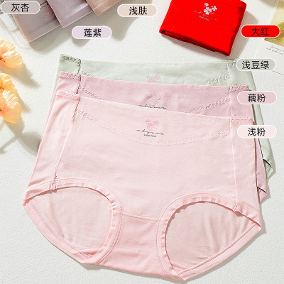 Summer New Modal Large Size Printed Comfortable Women's Underwear Mid-Waist Hip Lifting Sexy plus-Sized Underwear Wholesale