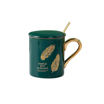 Ceramic Cup Gold Design Mug Coffee Cup Spoon with Lid Gift Cup Factory Direct Sales Can Be a Guest Logo