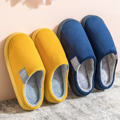 2022 Cotton Slippers Women's Home Autumn and Winter Home Indoor Warm Couple Plush Home Non-Slip Thick Bottom Confinement Shoes