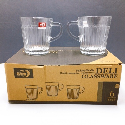 Glass Tea Cup 280ml Thick Transparent Tea round Cup Heat-Resistant with Handle Glass Scented Tea Cup Office Cup Zb318