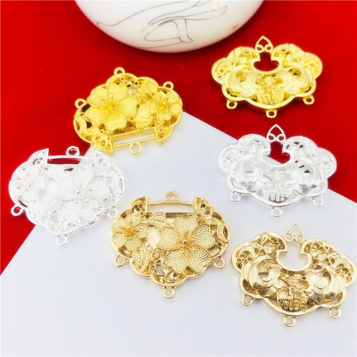 Ornament Accessories Alloy Carved Lock Golden Lock Antiquity Hair Clasp Luoluo Handmade Material Factory Direct Sales