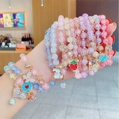 Cartoon Children's Bracelet Princess Glass Beaded Cute Girl Baby Bracelet Student Jewelry Bracelet Ornament