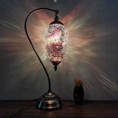 Mediterranean Retro Bedroom Bedside Living Room Handmade Romantic Personality Southeast Asia Turkey Color Glass Table Lamp