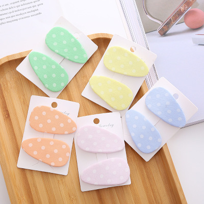 Polka Dot Barrettes Baby Fabric Side Clip Fashion Small Fresh Colorful Water Drop BB Clip Parent-Child Hair Accessories