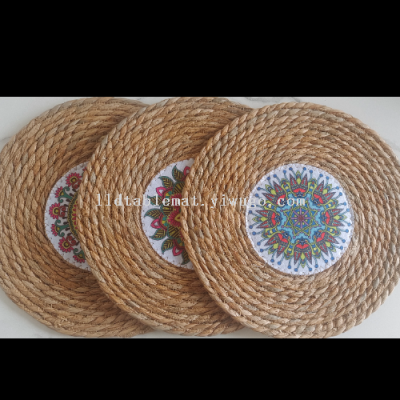 Printed Straw Placemat Woven tablemat Picnic Placemat Heat Insulated Pad for daily use