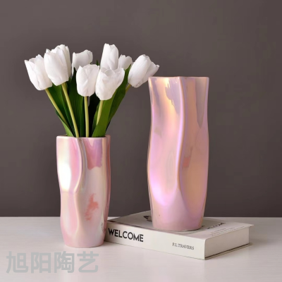 Nordic Simple Modern Electroplating Ceramic Vase Living Room Dining Table Home Decoration Wedding Hotel Crafts