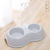 Thin Ins with Drinking Bottle round Plastic Pet Double Bowl Eating Drinking Water One Bowl Double Use Macaron Color Dog Bowl
