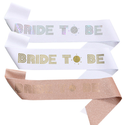 New Fashion Glitter Cloth Bride to Be Shoulder Strap Ceremonial Belt Single Party Bridal Belt Ribbon Hot Word