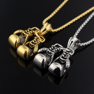 European and American Punk Sports Fitness a Pair of Boxing Glove Necklace Men's Charm Brand New Luxury Mini Gloves Pendant
