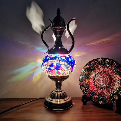 Exotic Turkish Retro Glass Lamp Decorative Table Lamp Pot Lamp Coffee Pot Night Light LED Decorative Table Lamp Decorative Table Lamp