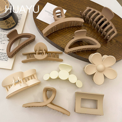 Coffee Color Flower Hair Clip Female Temperament Large Barrettes Hairpin Updo Shark Clip Wholesale