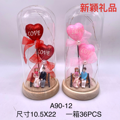 Love Couple LED Light Glass Decoration Valentine's Day 520 Chinese Valentine's Day Gift