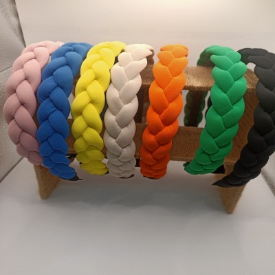 New Retro French Spring Pure Color Simple Braided Hair Band Korean Style Hair Band Hairband Face Wash Hair Accessories for Women