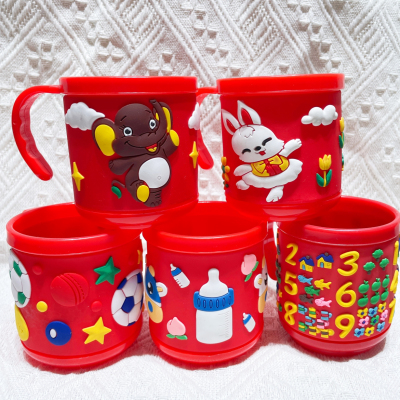 Children's PVC Soft Rubber Mug Cute Cartoon Cartoon Cartoon Cup Drop-Resistant Washing Cup Factory Customization