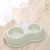 Thin Ins with Drinking Bottle round Plastic Pet Double Bowl Eating Drinking Water One Bowl Double Use Macaron Color Dog Bowl