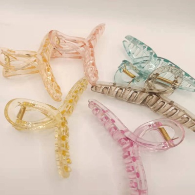 New Transparent Color Shark Clip Natural Plastic Grip Large Hairpin Ins Elegant Hair Accessories Back Hairpin