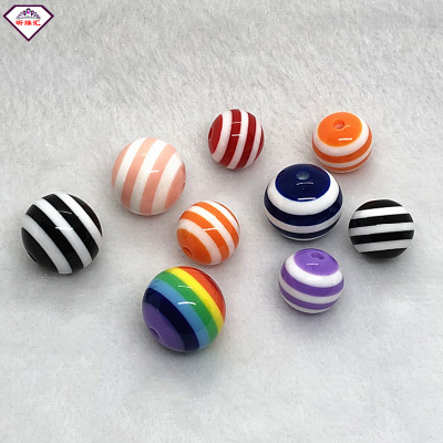 Resin Striped Bead Factory in Stock Shoot by Package Middle Hole 6-20mm DIY Ornament Accessories Scattered Beads Wholesale