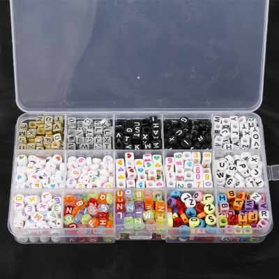 DIY Ornament Accessories Handmade Beaded Material Acrylic Beads Colorful English Letters Beads Flat Beads Sets of Boxes