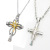 Cross-Border New Arrival European and American Octagonal Cross Two-Color Necklace Double-Layer Eight Hearts and Eight Arrows Inlaid Zircon Pendant Ornaments