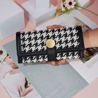 New Ladies' Purse Tri-Fold Houndstooth Hasp Clutch Multiple Card Slots Fashion Long Coin Purse Card Holder Wallet