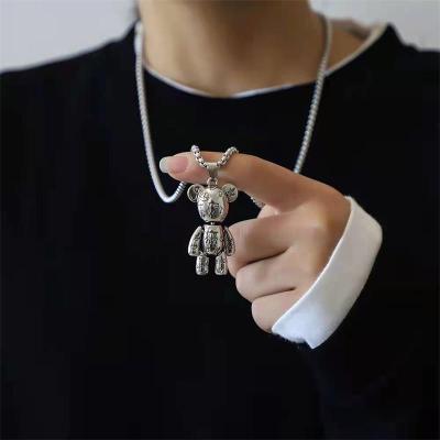 Movable Violent Bear Necklace Ornament Men's Trendy Personalized Hip Hop Pendant Sweater Sweater Chain Accessories Factory Wholesale