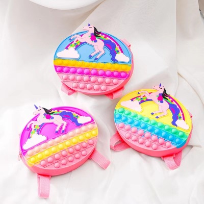Children's Backpack Silicone Rat Killer Pioneer Unicorn Backpack Schoolbag Cute Cartoon Bag Bubble Music Pressure Reduction Toy