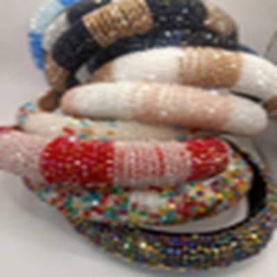 Europe and America Cross Border Popular Crystal String Beads Hair-Hoop Headband Amazon Wide-Brimmed Sponge Baroque Dance Catwalk Headwear