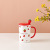 Ceramic Cup Breakfast Cup Large Capacity Cute Girl Heart with Cover Spoon Mug Creative Strawberry Type Water Cup