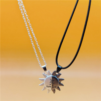 Europe and America Cross Border New Creative Sun Magnetic Couple Necklace Two-Color Magnet Suction Simple Fashion Accessories Wholesale