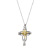 Cross-Border New Arrival European and American Octagonal Cross Two-Color Necklace Double-Layer Eight Hearts and Eight Arrows Inlaid Zircon Pendant Ornaments