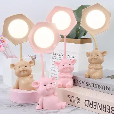 Yg09 Cartoon Cute Pig Table Lamp USB Rechargeable Eye Protection Learning Small Night Lamp Gift Pig Table Lamp Desktop Student