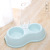 Thin Ins with Drinking Bottle round Plastic Pet Double Bowl Eating Drinking Water One Bowl Double Use Macaron Color Dog Bowl