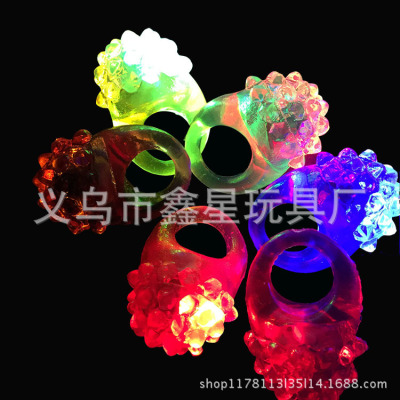 Luminous Strawberry Ring Light LED Fluorescent Ring Finger Lights TPR Flash Soft Rubber Toy Ring Cross-Border Supply