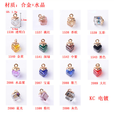DIY Ornament Accessories Square Crystal Pendant Korean Fashion Korean Necklace Bracelet Handmade Assembly Factory Wholesale