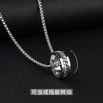 Internet Celebrity Same Style Open Bottle Cap Spinning Ring Necklace Men's Dual-Use Fashion Ins Hip Hop Cool Pendant