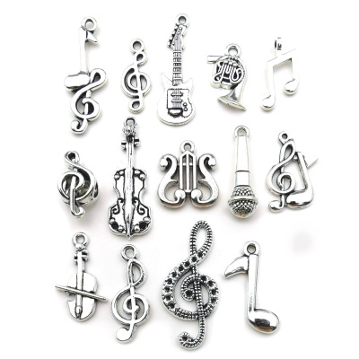 Factory Direct Sales Alloy Ornament Pendant DIY Bracelet Necklace Accessories Musical Instrument Music Symbol Retro Pendant