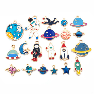 Outer Space Astronauts Series Drip Alloy Decorative Pendant Accessories Mix 20 Handicraft DIY Material Factory Direct Sales