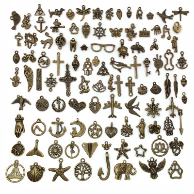 Alloy Bronze Mixed 100 Accessories Wholesale DIY Handmade Pendant Earring Material Wholesale