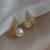 2022 Japanese and Korean Simple Stylish Leaf Pearl New Studs Female Retro Elegance High Sense French Earrings