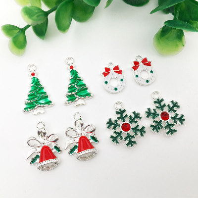 1 Christmas Tree Snowflake Bell DIY Alloy Accessories Bracelet Necklace Key Ring Small Pendant Drop Oil Small Pendant