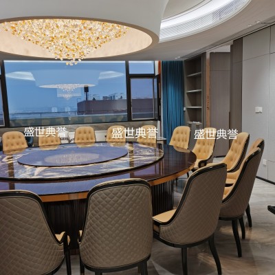 High-End Club Modern Light Luxury Dining Table and Chair Star Hotel Solid Wood Furniture Restaurant Box Solid Wood Chair